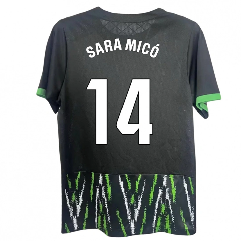 Danxen Hombre Camiseta Sara Micó Soler #14 Negro Verde 2ª Equipación 2025/26 La Camisa