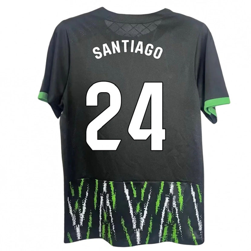 Danxen Hombre Camiseta Yago Santiago #24 Negro Verde 2ª Equipación 2025/26 La Camisa