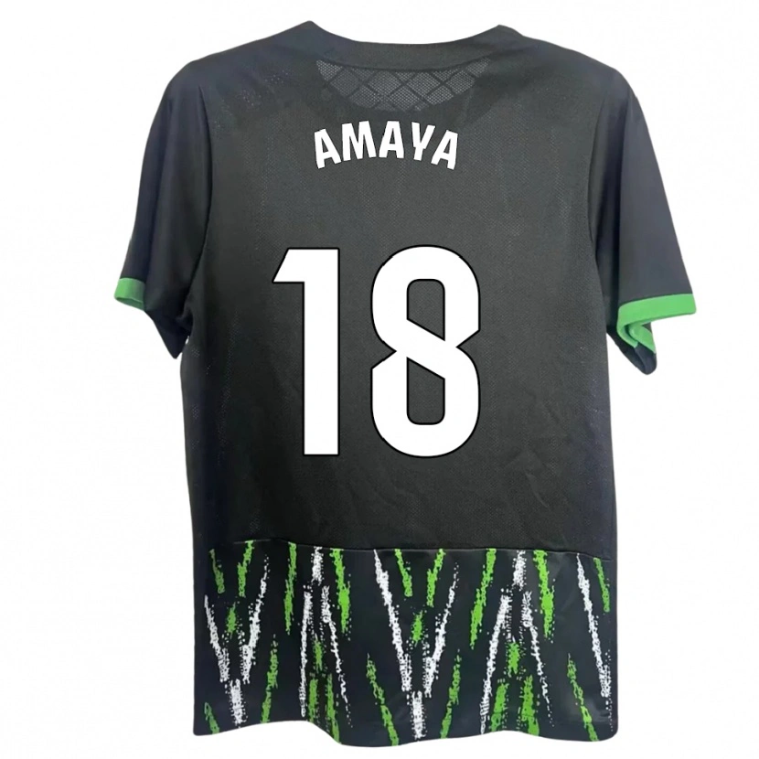 Danxen Hombre Camiseta María Amaya #18 Negro Verde 2ª Equipación 2025/26 La Camisa