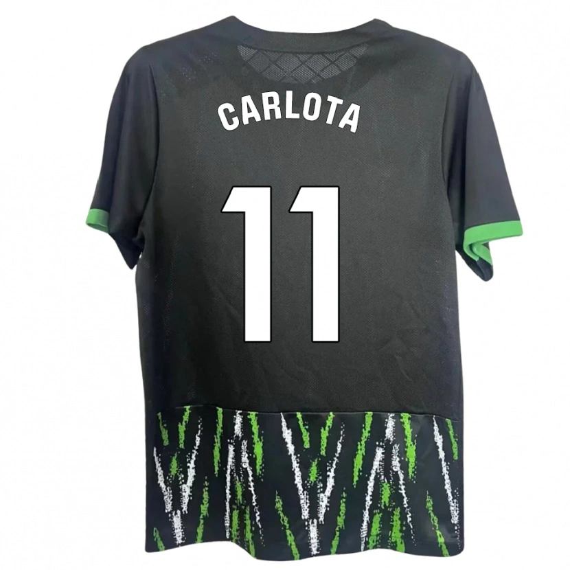 Danxen Hombre Camiseta Carlota Ursua Sánchez #11 Negro Verde 2ª Equipación 2025/26 La Camisa