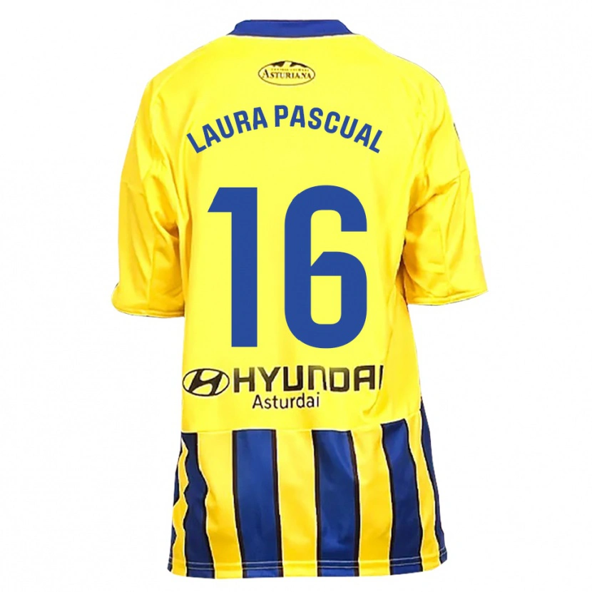 Danxen Hombre Camiseta Laura Pascual #16 Amarillo Azul 2ª Equipación 2025/26 La Camisa