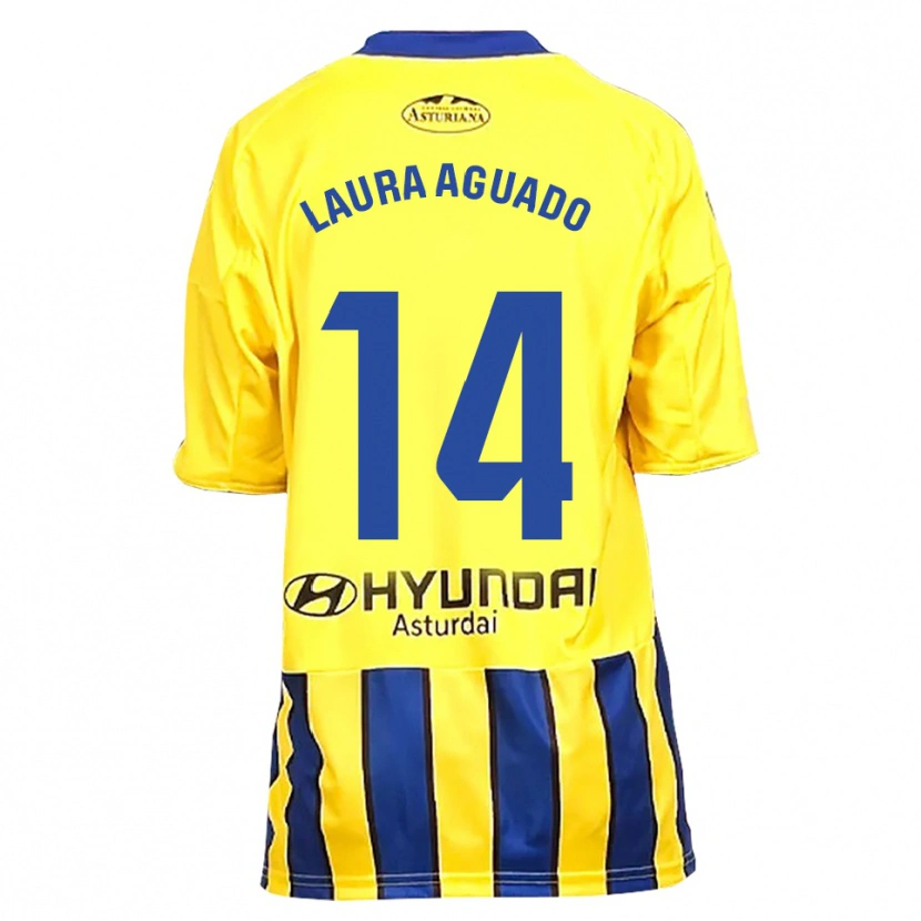 Danxen Hombre Camiseta Laura Aguado #14 Amarillo Azul 2ª Equipación 2025/26 La Camisa