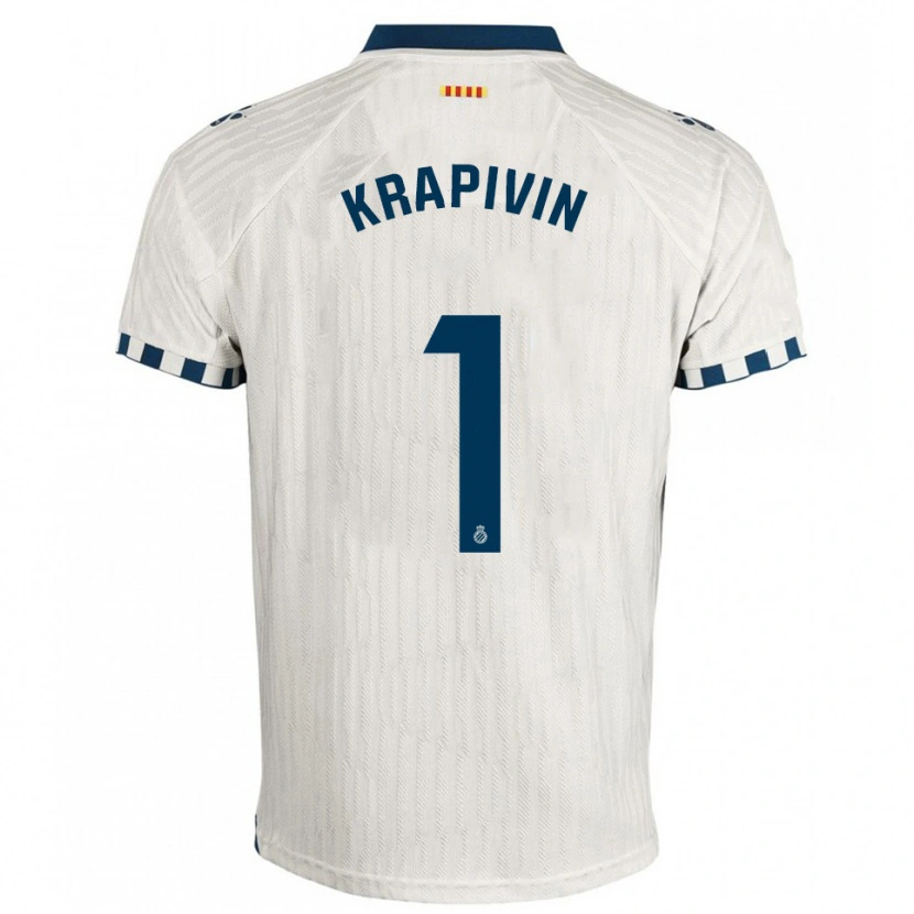 Danxen Hombre Camiseta Yegor Krapivin #1 Blanco Azul 2ª Equipación 2025/26 La Camisa