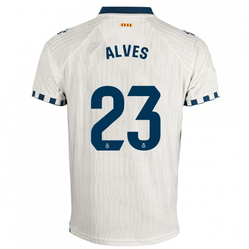 Danxen Hombre Camiseta Lucas Alves #23 Blanco Azul 2ª Equipación 2025/26 La Camisa