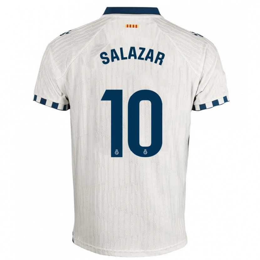 Danxen Hombre Camiseta Leo Salazar #10 Blanco Azul 2ª Equipación 2025/26 La Camisa