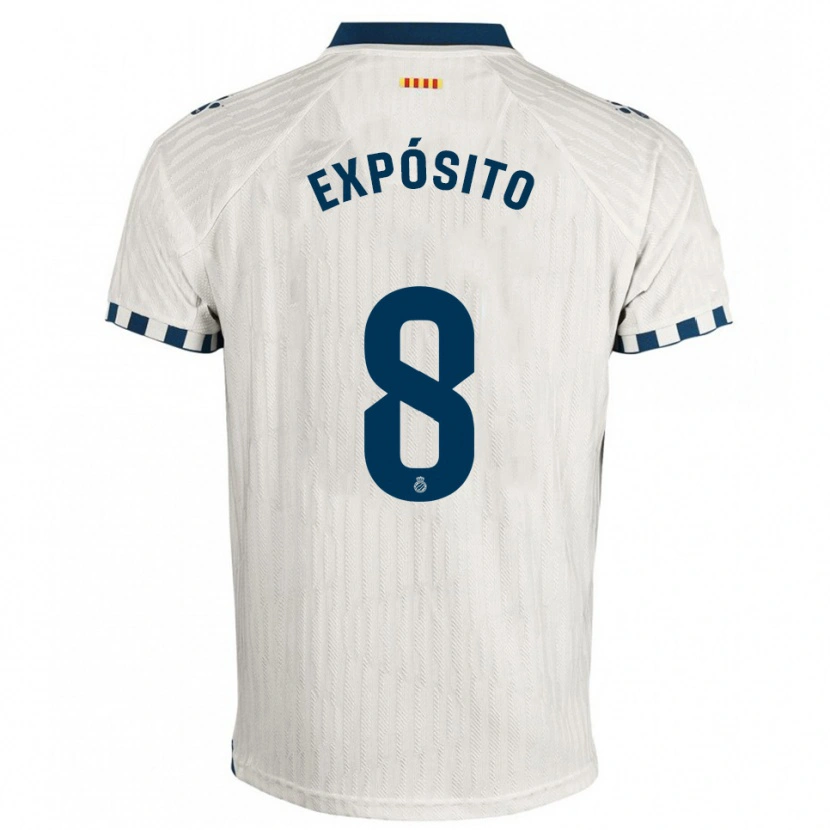 Danxen Hombre Camiseta Edu Expósito #8 Blanco Azul 2ª Equipación 2025/26 La Camisa