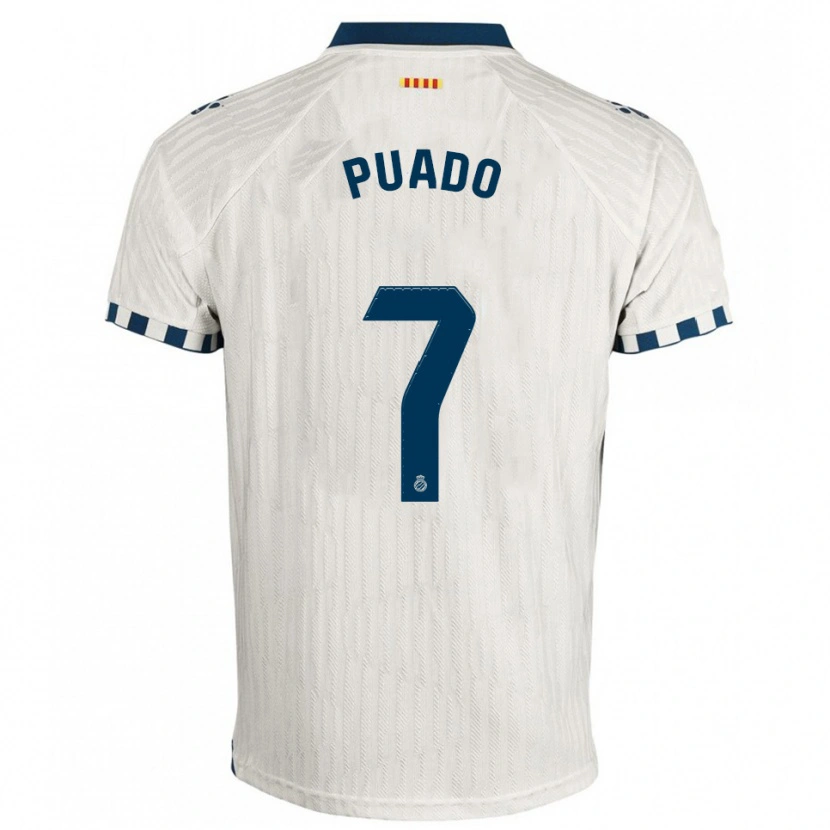 Danxen Hombre Camiseta Javi Puado #7 Blanco Azul 2ª Equipación 2025/26 La Camisa