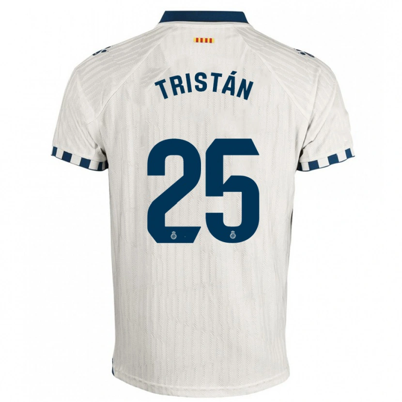 Danxen Hombre Camiseta Pol Tristán #25 Blanco Azul 2ª Equipación 2025/26 La Camisa