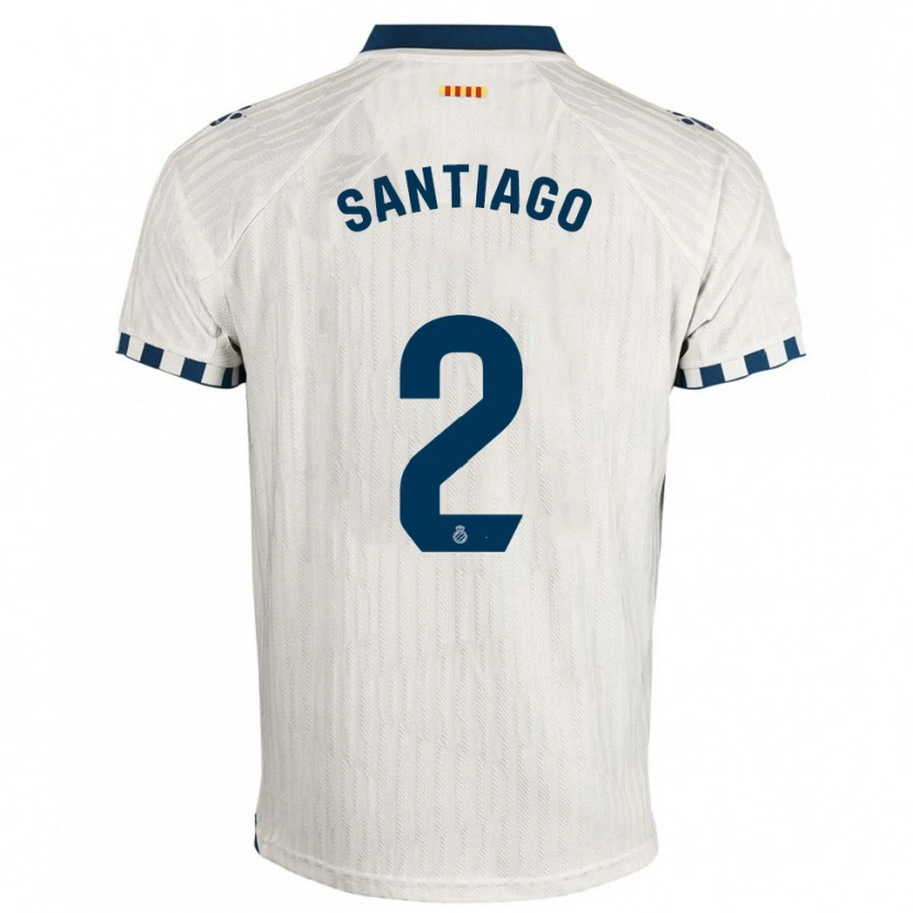 Danxen Hombre Camiseta David Santiago #2 Blanco Azul 2ª Equipación 2025/26 La Camisa