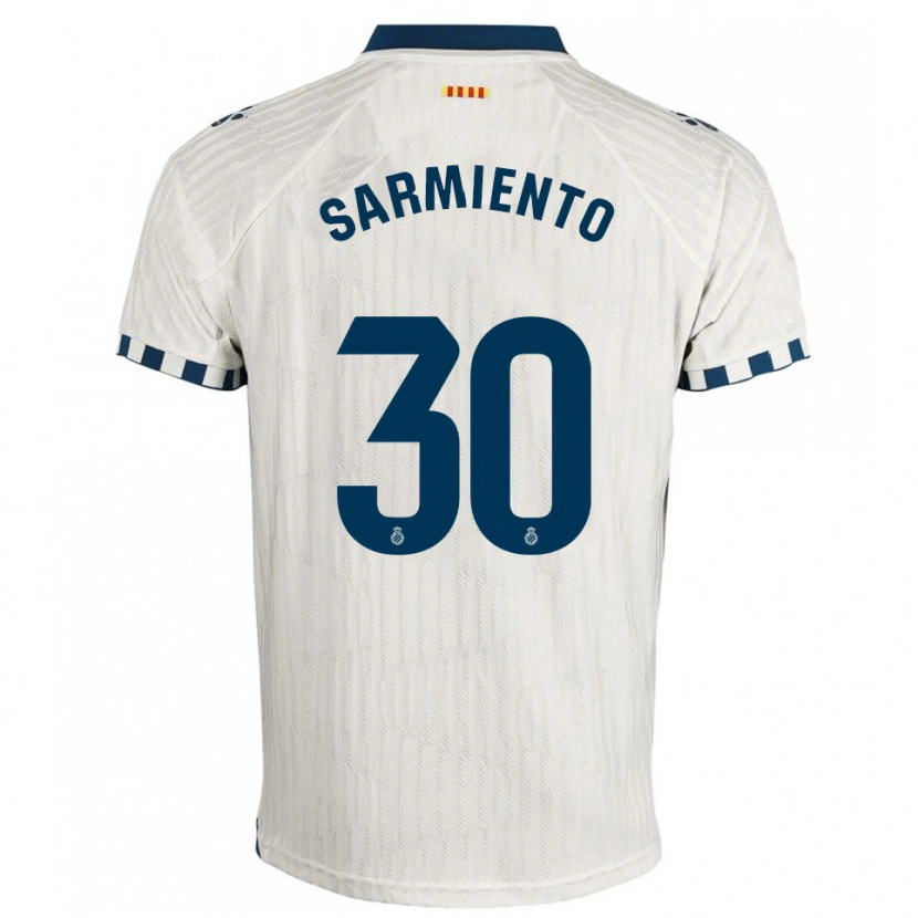Danxen Hombre Camiseta Izan Sarmiento #30 Blanco Azul 2ª Equipación 2025/26 La Camisa