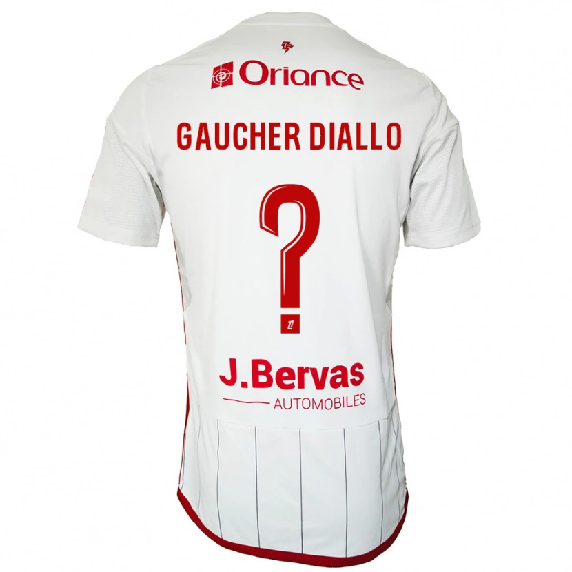 Danxen Hombre Camiseta Coumba Gaucher Diallo #0 Blanco Rojo 2ª Equipación 2025/26 La Camisa