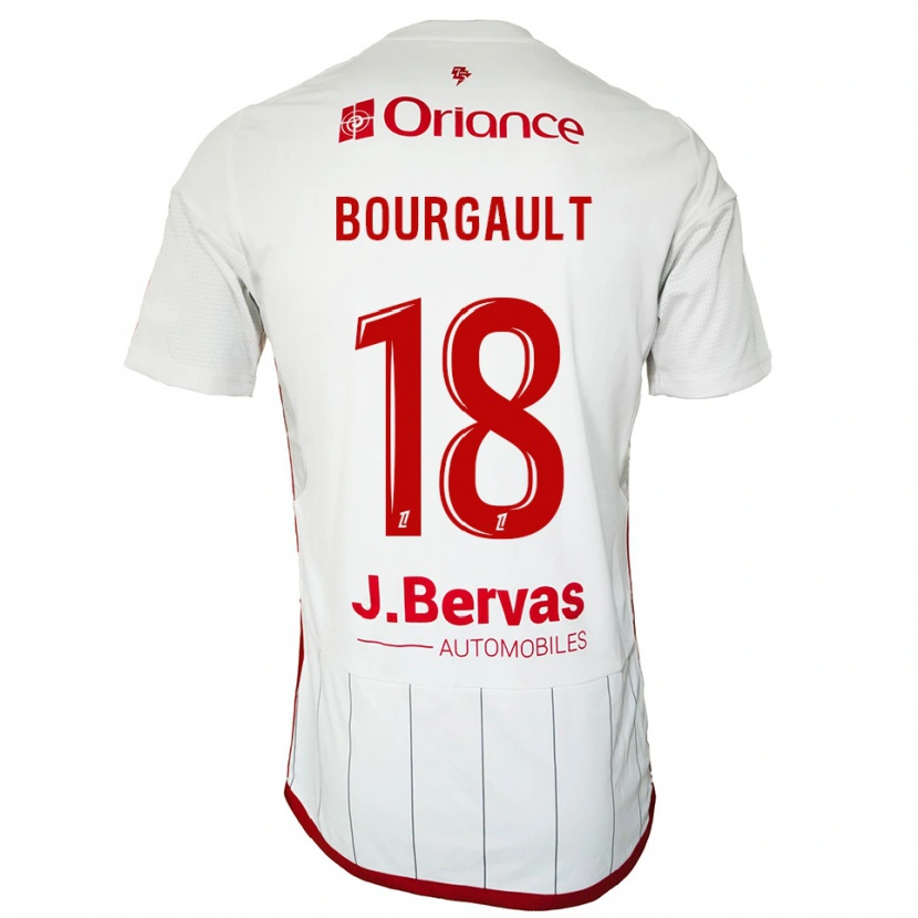 Danxen Hombre Camiseta Justin Bourgault #18 Blanco Rojo 2ª Equipación 2025/26 La Camisa
