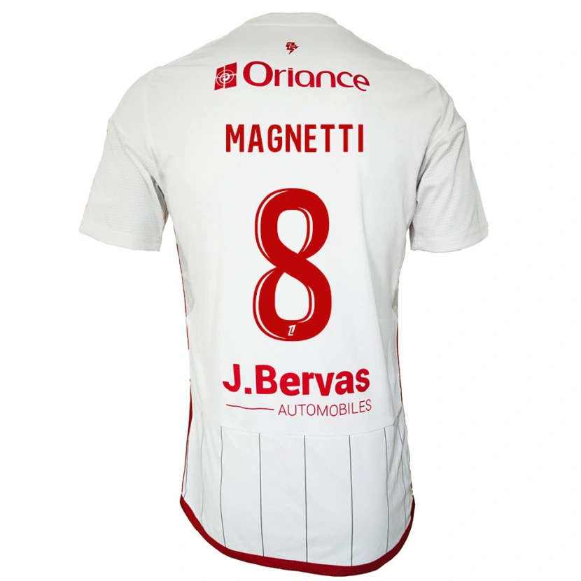 Danxen Hombre Camiseta Hugo Magnetti #8 Blanco Rojo 2ª Equipación 2025/26 La Camisa