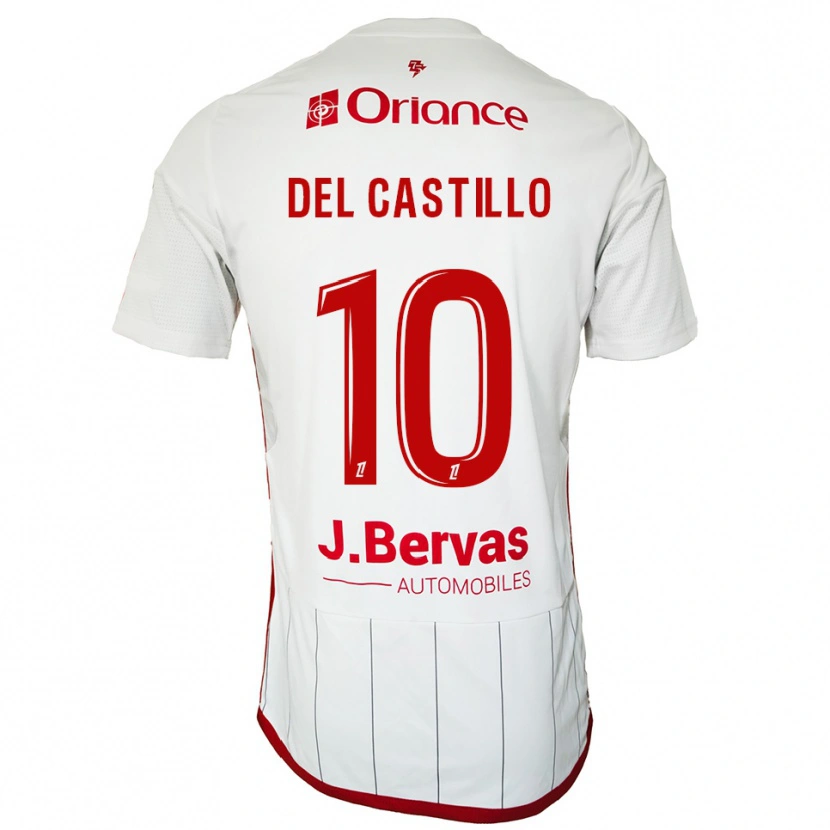 Danxen Hombre Camiseta Romain Del Castillo #10 Blanco Rojo 2ª Equipación 2025/26 La Camisa