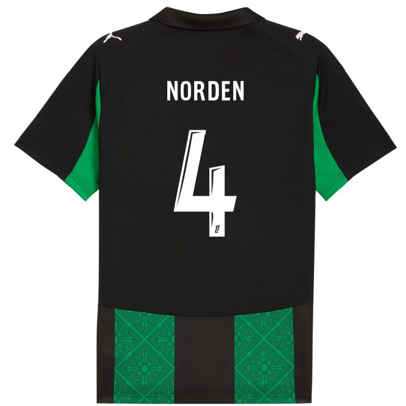 Danxen Hombre Camiseta Doreen Norden #4 Negro Verde 2ª Equipación 2025/26 La Camisa