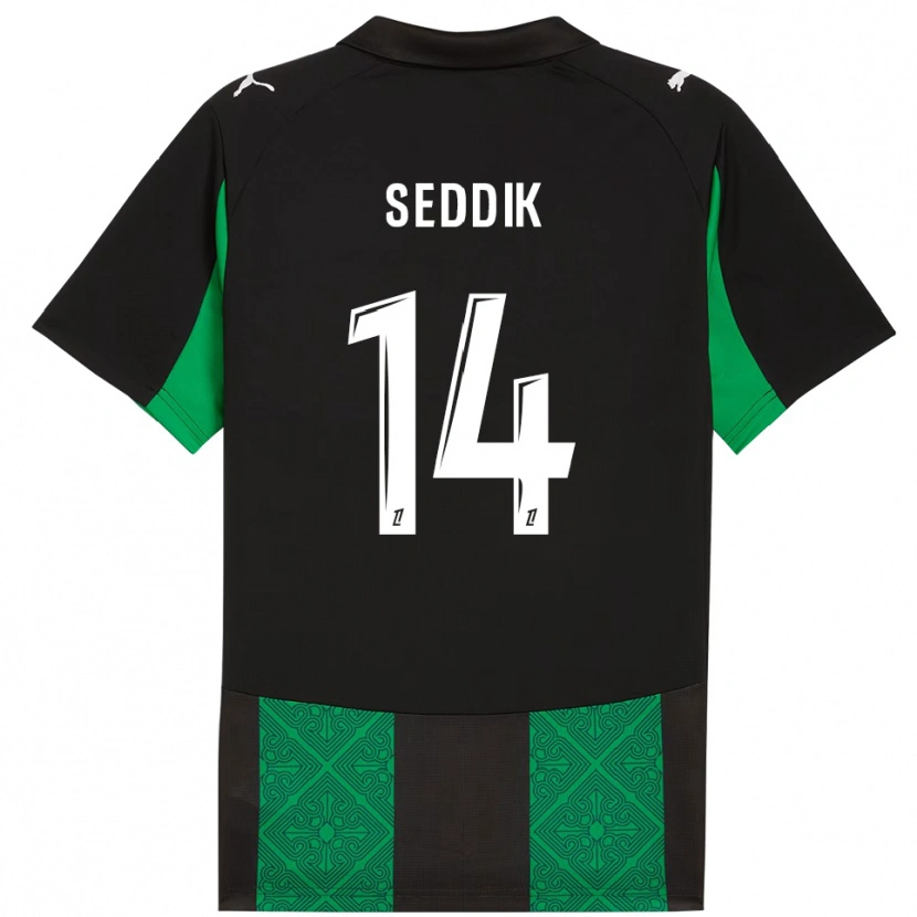 Danxen Hombre Camiseta Mohamed Seddik #14 Negro Verde 2ª Equipación 2025/26 La Camisa