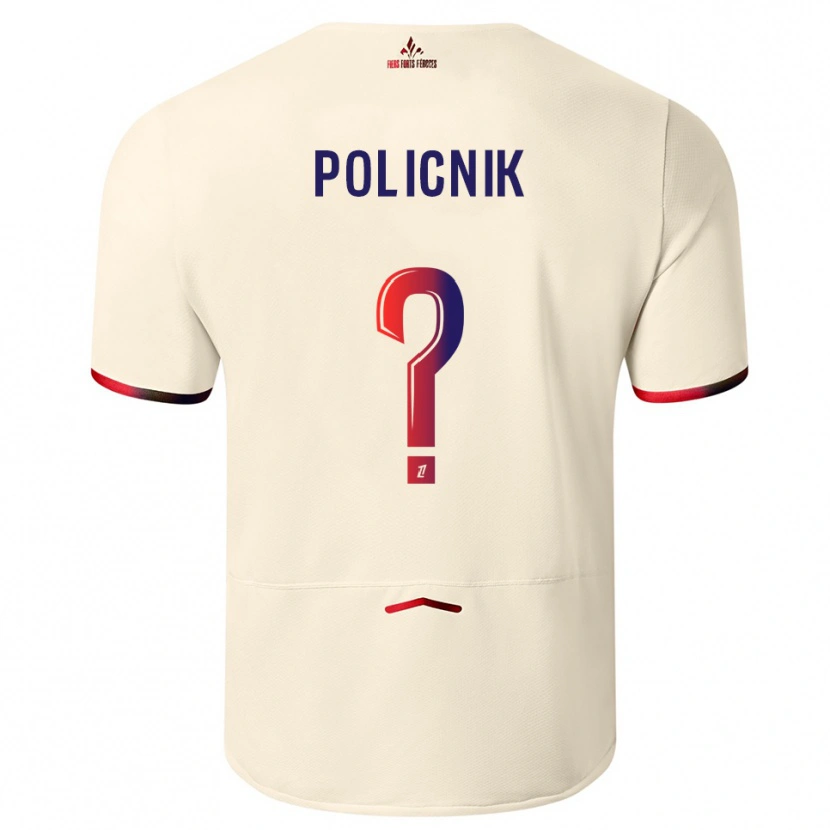 Danxen Hombre Camiseta Valéryane Policnik #0 Blanquecino Rojo 2ª Equipación 2025/26 La Camisa
