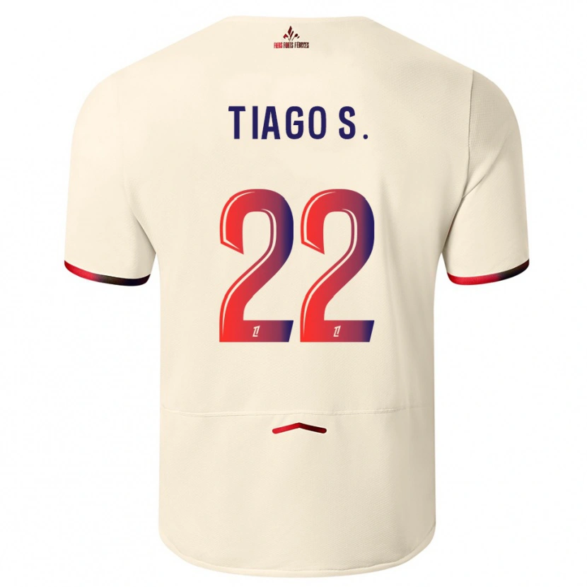 Danxen Hombre Camiseta Tiago Santos #22 Blanquecino Rojo 2ª Equipación 2025/26 La Camisa