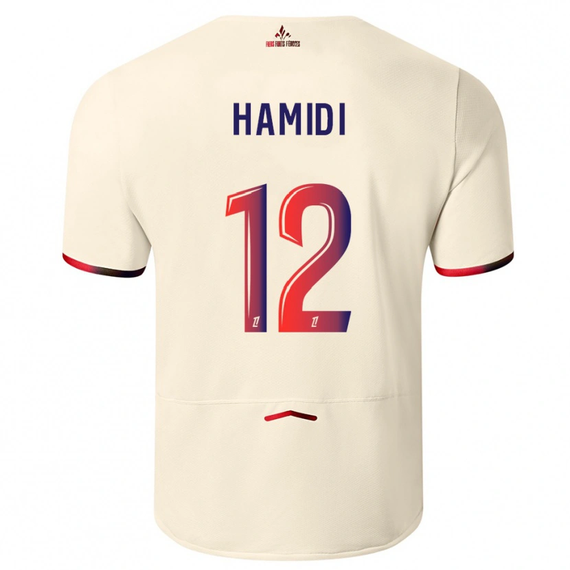Danxen Hombre Camiseta Kamel Hamidi #12 Blanquecino Rojo 2ª Equipación 2025/26 La Camisa