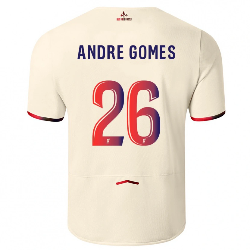 Danxen Hombre Camiseta André Gomes #26 Blanquecino Rojo 2ª Equipación 2025/26 La Camisa