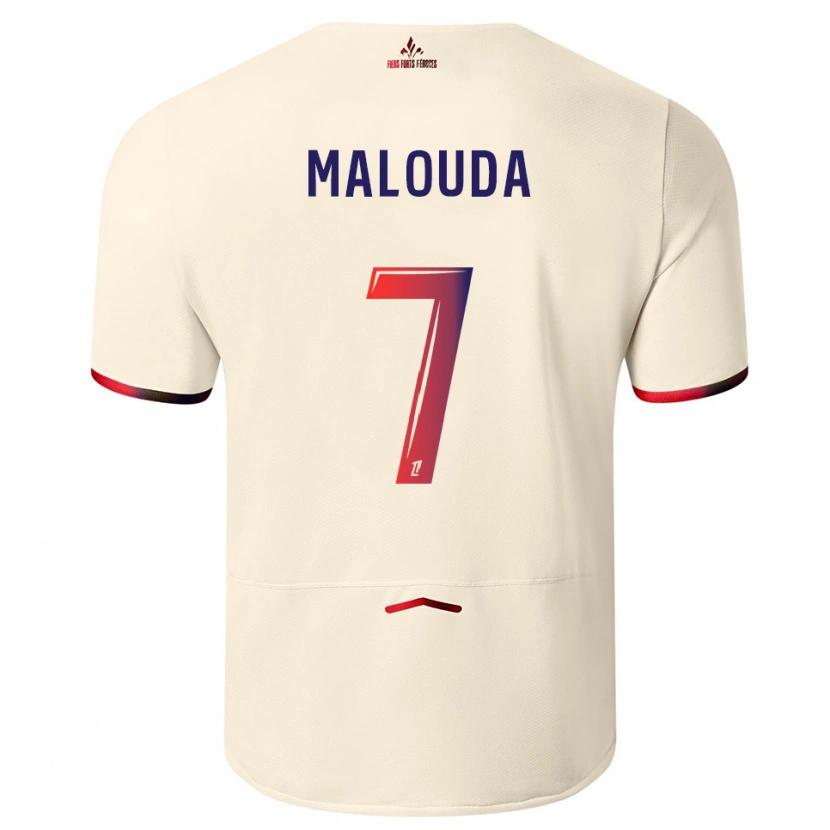 Danxen Hombre Camiseta Aaron Malouda #7 Blanquecino Rojo 2ª Equipación 2025/26 La Camisa