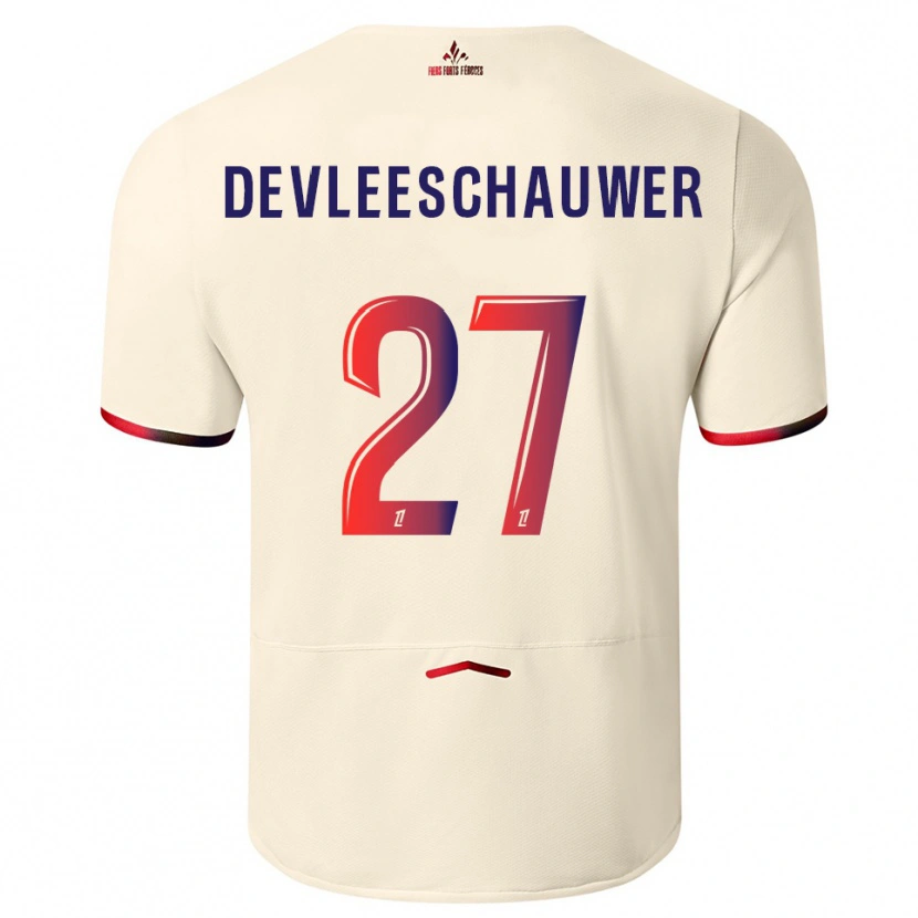 Danxen Hombre Camiseta Gwenaëlle Devleeschauwer #27 Blanquecino Rojo 2ª Equipación 2025/26 La Camisa
