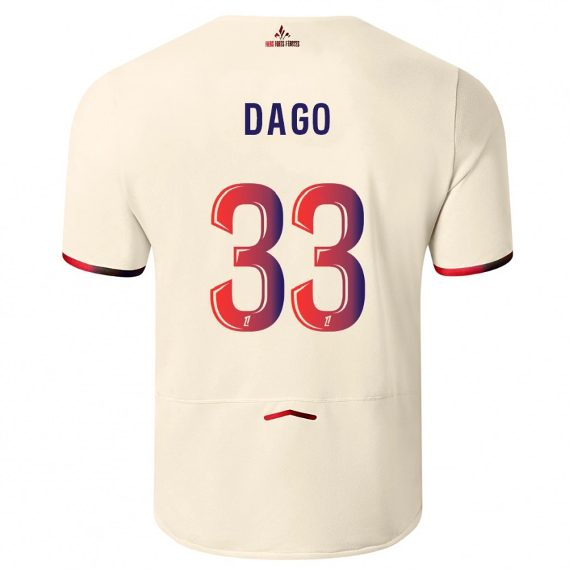 Danxen Hombre Camiseta Trévis Dago #33 Blanquecino Rojo 2ª Equipación 2025/26 La Camisa