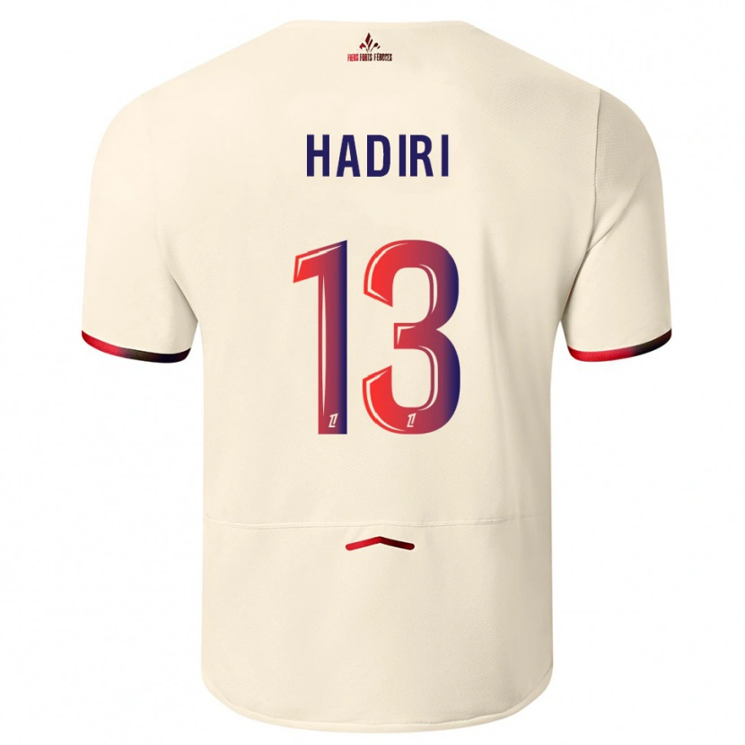 Danxen Hombre Camiseta Elias Hadiri #13 Blanquecino Rojo 2ª Equipación 2025/26 La Camisa