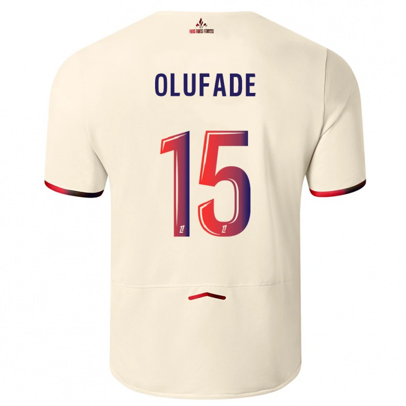 Danxen Hombre Camiseta Kingsley Olufade #15 Blanquecino Rojo 2ª Equipación 2025/26 La Camisa
