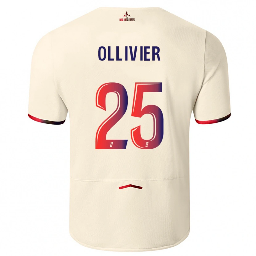 Danxen Hombre Camiseta Agathe Ollivier #25 Blanquecino Rojo 2ª Equipación 2025/26 La Camisa