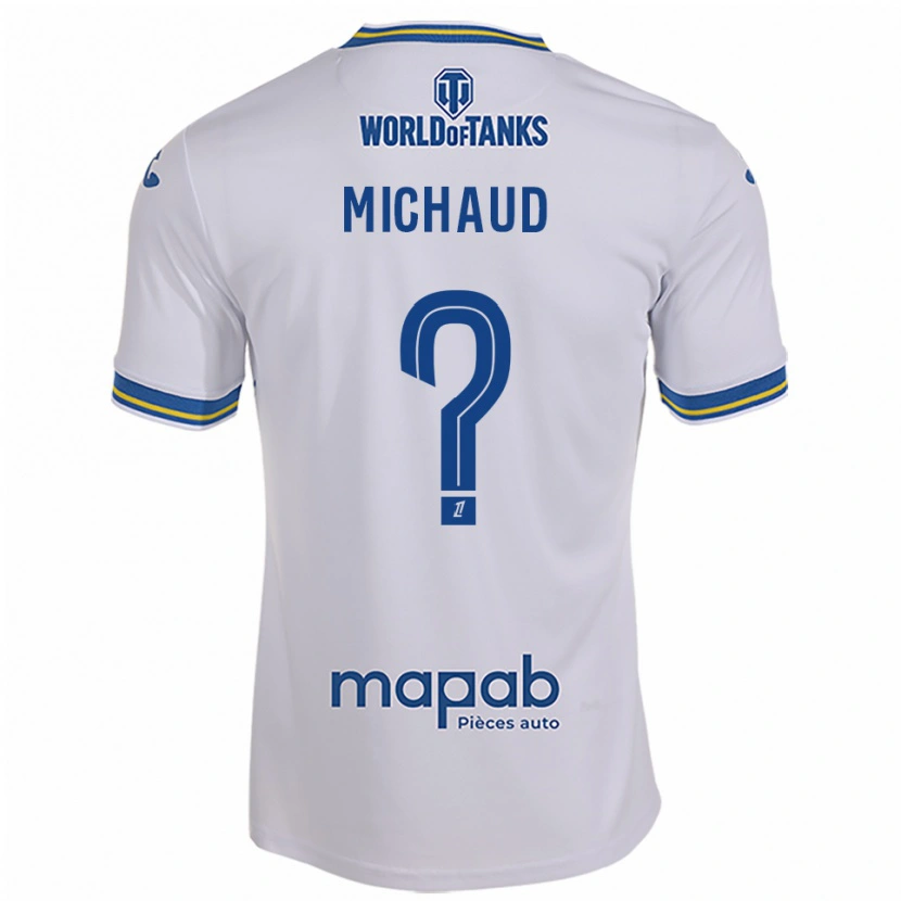 Danxen Hombre Camiseta Etan Michaud #0 Blanco Celeste 2ª Equipación 2025/26 La Camisa