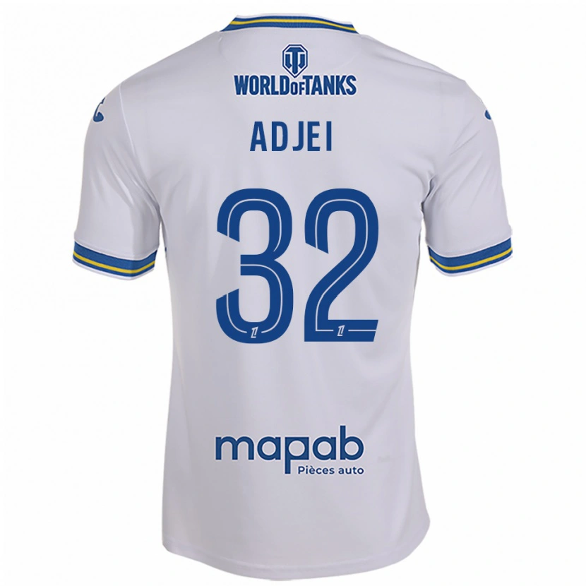 Danxen Hombre Camiseta Nathaniel Adjei #32 Blanco Celeste 2ª Equipación 2025/26 La Camisa