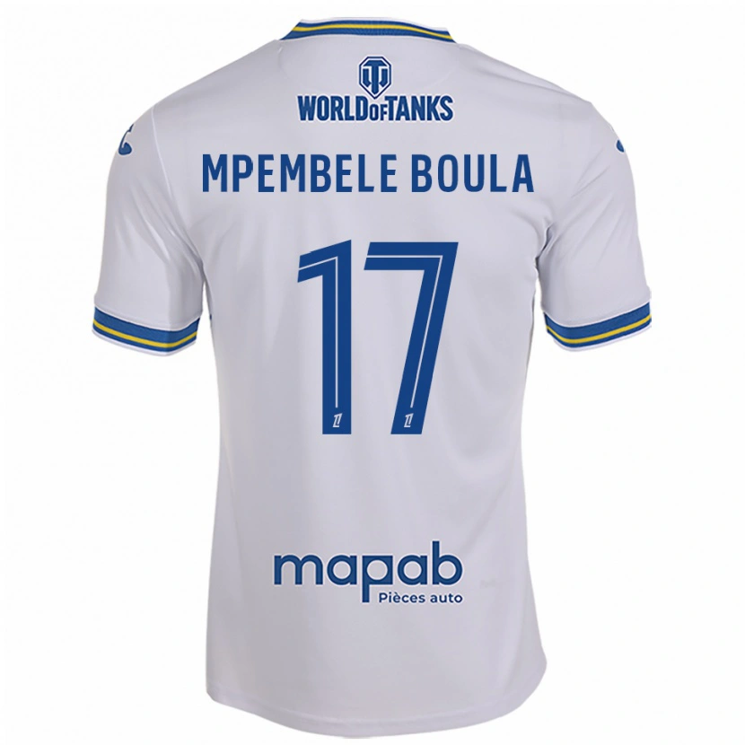 Danxen Hombre Camiseta Exaucé Mpembele Boula #17 Blanco Celeste 2ª Equipación 2025/26 La Camisa