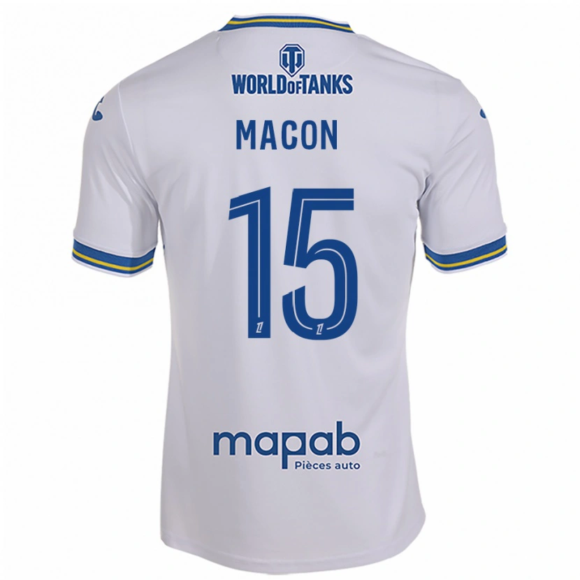Danxen Hombre Camiseta Baptiste Macon #15 Blanco Celeste 2ª Equipación 2025/26 La Camisa