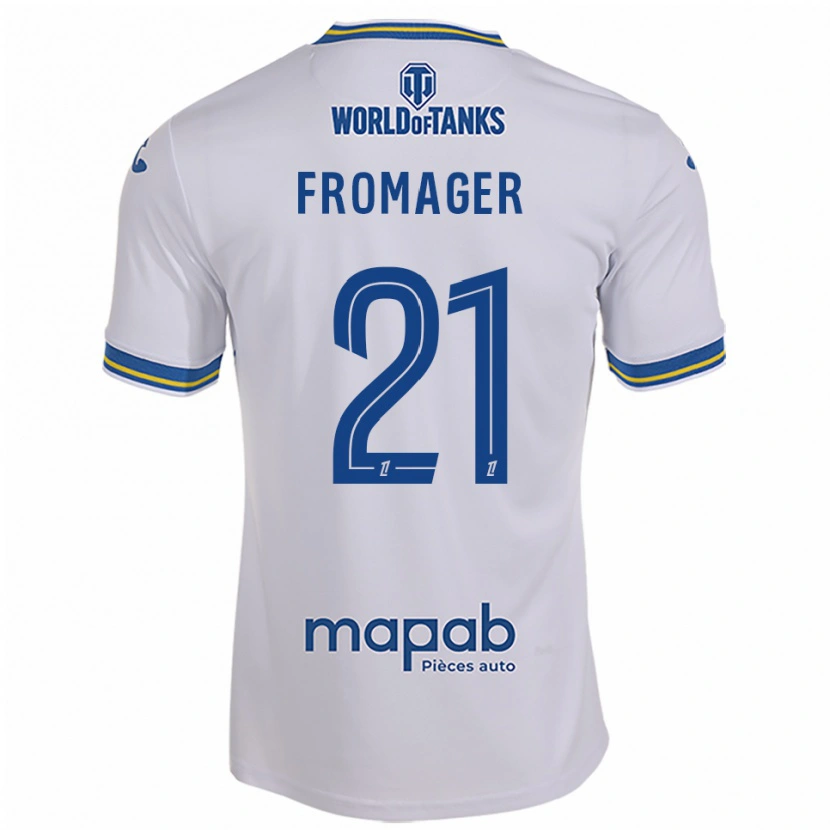 Danxen Hombre Camiseta Côme Fromager #21 Blanco Celeste 2ª Equipación 2025/26 La Camisa