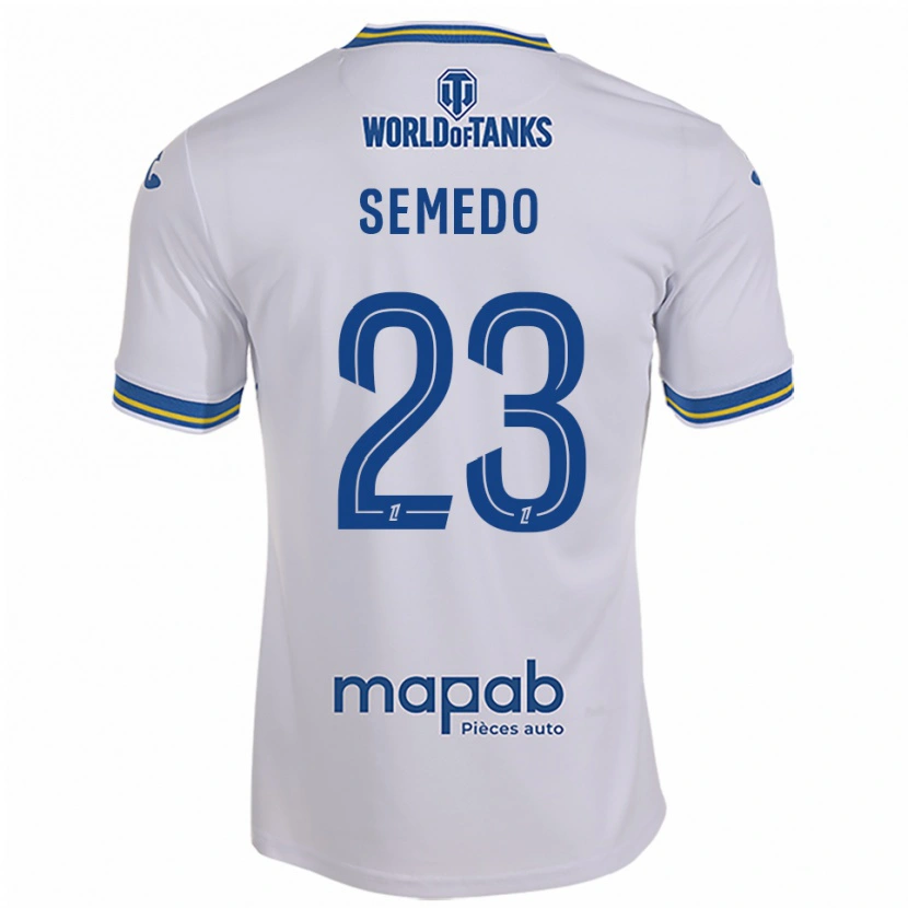 Danxen Hombre Camiseta Daniel Semedo #23 Blanco Celeste 2ª Equipación 2025/26 La Camisa