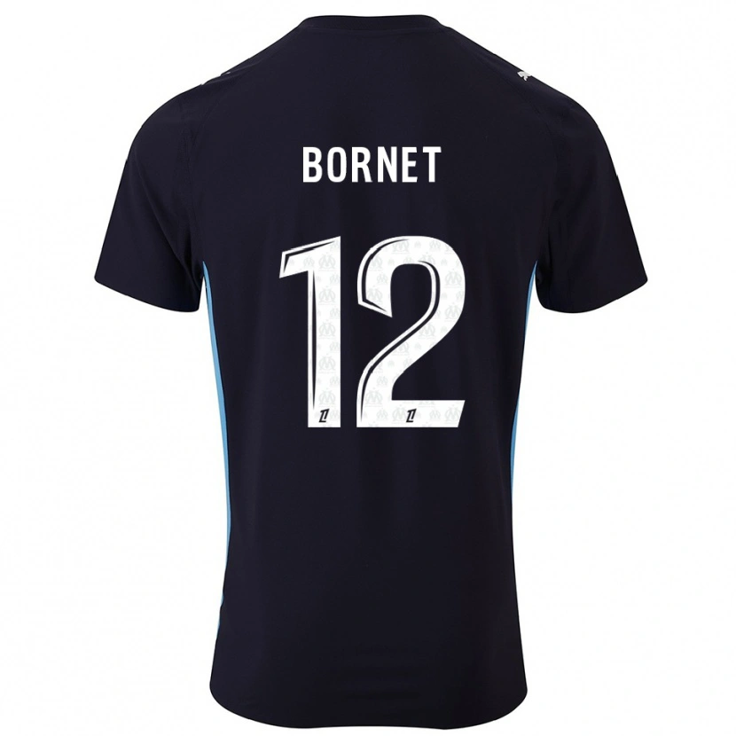 Danxen Hombre Camiseta Camille Bornet #12 Negro Celeste 2ª Equipación 2025/26 La Camisa