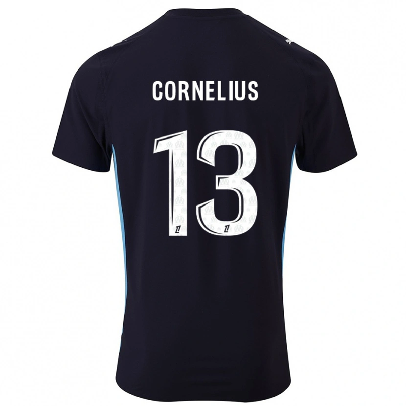 Danxen Hombre Camiseta Derek Cornelius #13 Negro Celeste 2ª Equipación 2025/26 La Camisa