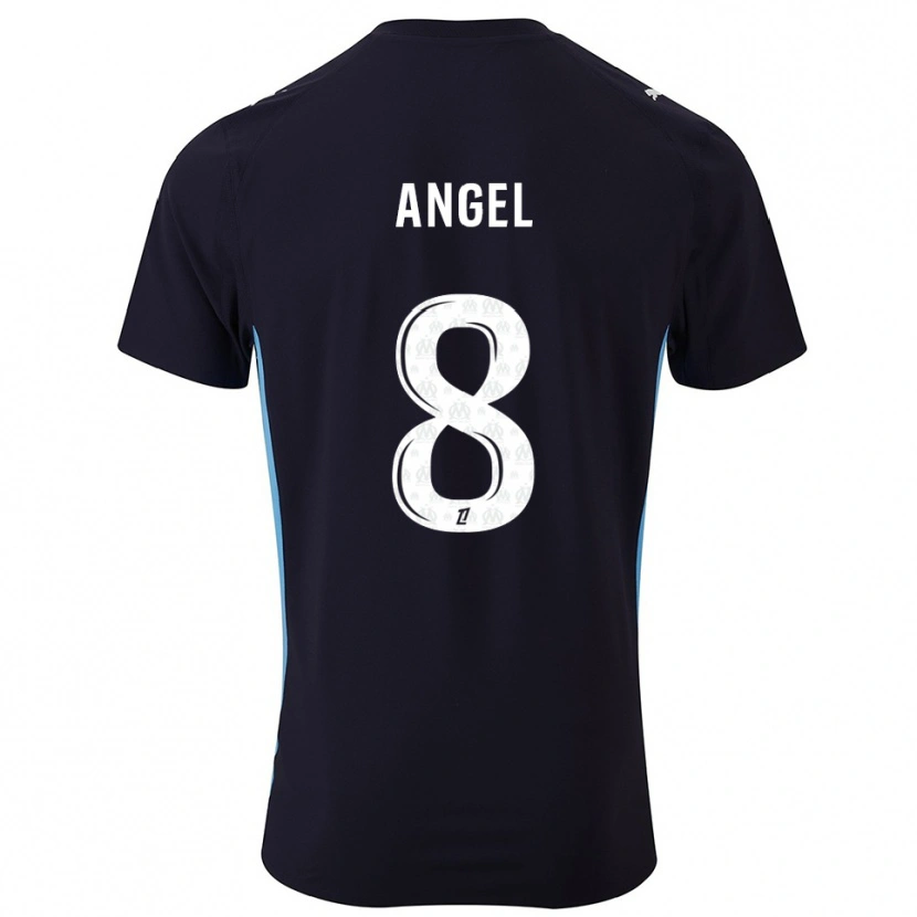 Danxen Hombre Camiseta Angel Gomes #8 Negro Celeste 2ª Equipación 2025/26 La Camisa