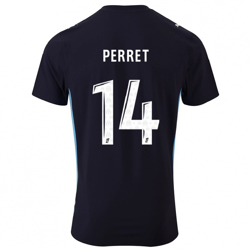 Danxen Hombre Camiseta Jenny Perret #14 Negro Celeste 2ª Equipación 2025/26 La Camisa
