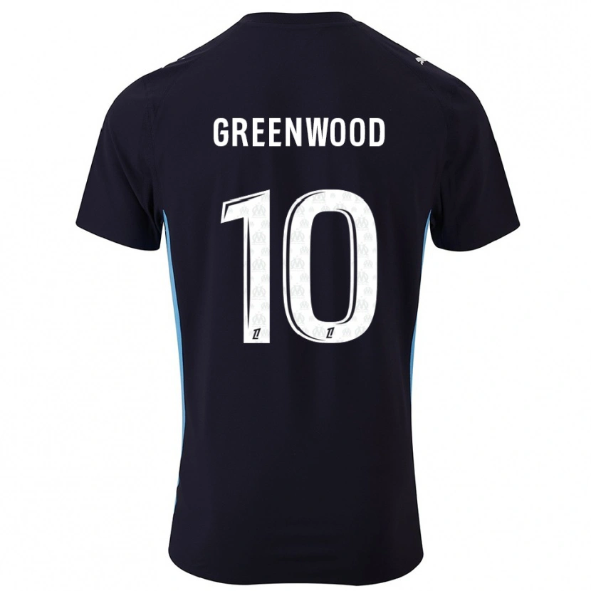 Danxen Hombre Camiseta Mason Greenwood #10 Negro Celeste 2ª Equipación 2025/26 La Camisa