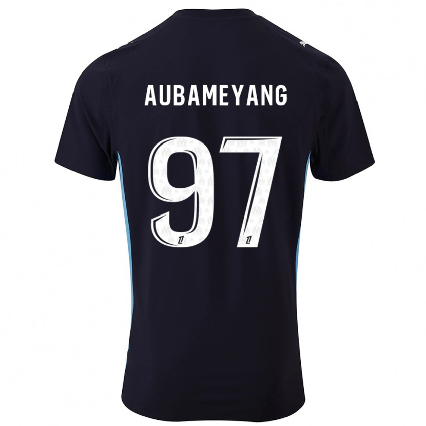 Danxen Hombre Camiseta Pierre-Emerick Aubameyang #97 Negro Celeste 2ª Equipación 2025/26 La Camisa