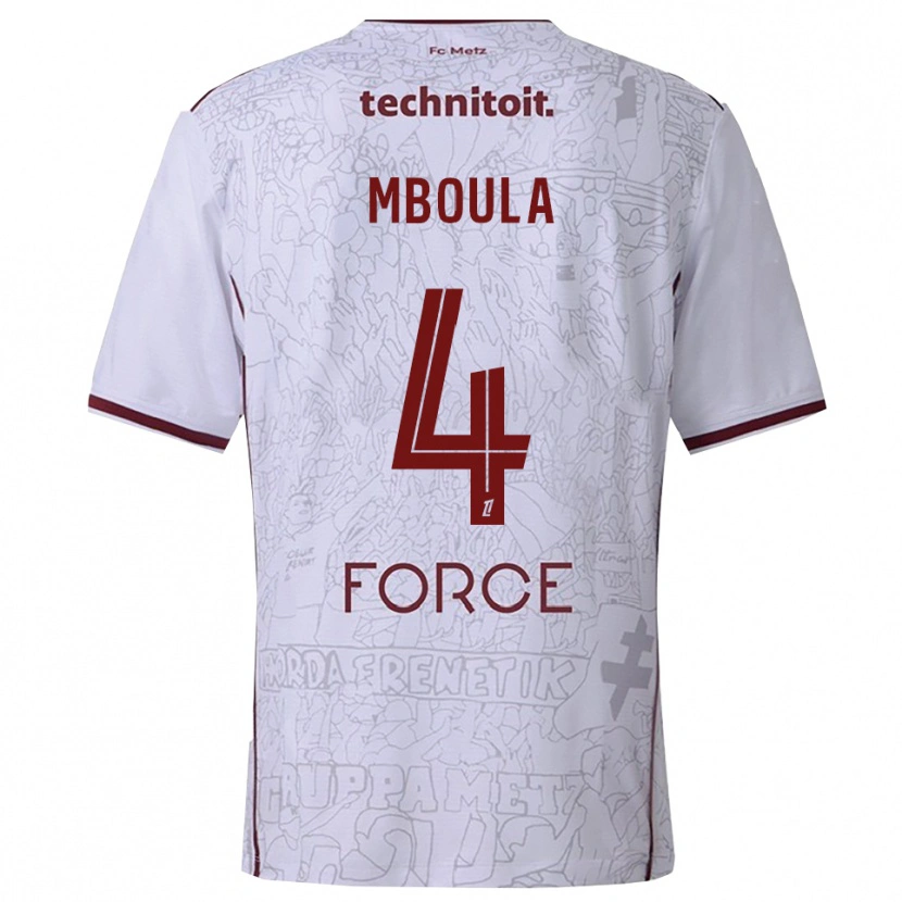 Danxen Hombre Camiseta Michel Mboula #4 Blanco Burdeos 2ª Equipación 2025/26 La Camisa