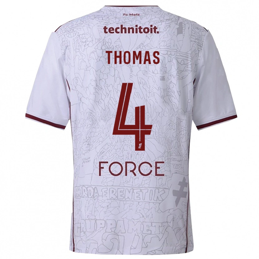 Danxen Hombre Camiseta Gabriel Thomas #4 Blanco Burdeos 2ª Equipación 2025/26 La Camisa