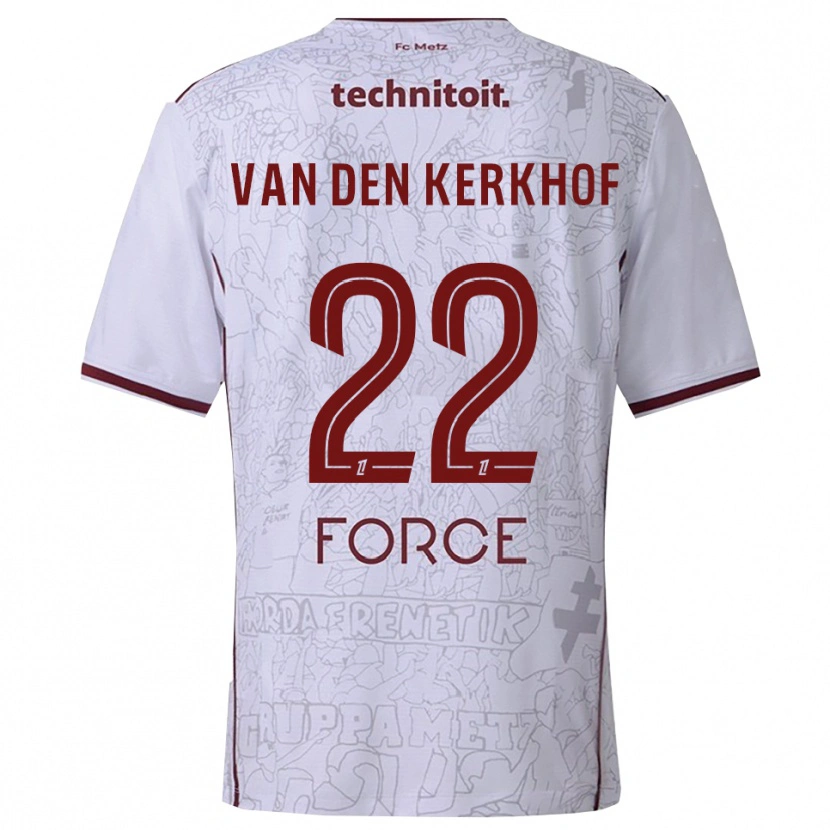 Danxen Hombre Camiseta Kevin Van Den Kerkhof #22 Blanco Burdeos 2ª Equipación 2025/26 La Camisa