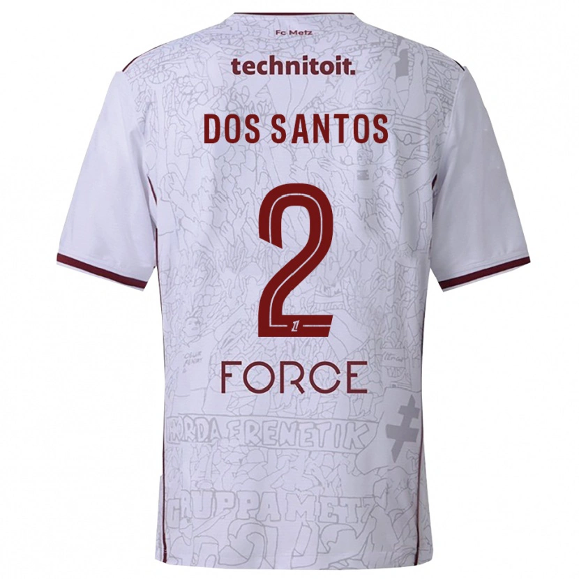 Danxen Hombre Camiseta Tahirys Dos Santos #2 Blanco Burdeos 2ª Equipación 2025/26 La Camisa