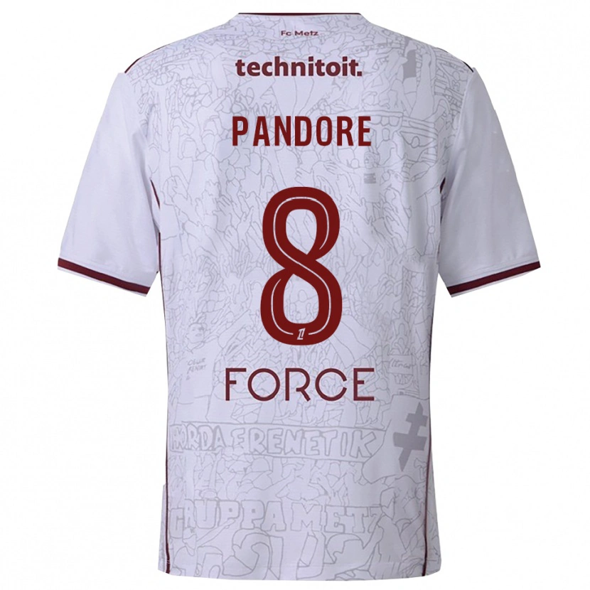 Danxen Hombre Camiseta Jahyann Pandore #8 Blanco Burdeos 2ª Equipación 2025/26 La Camisa