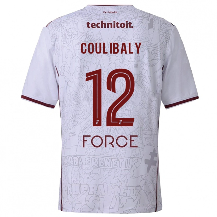 Danxen Hombre Camiseta Kady Coulibaly #12 Blanco Burdeos 2ª Equipación 2025/26 La Camisa