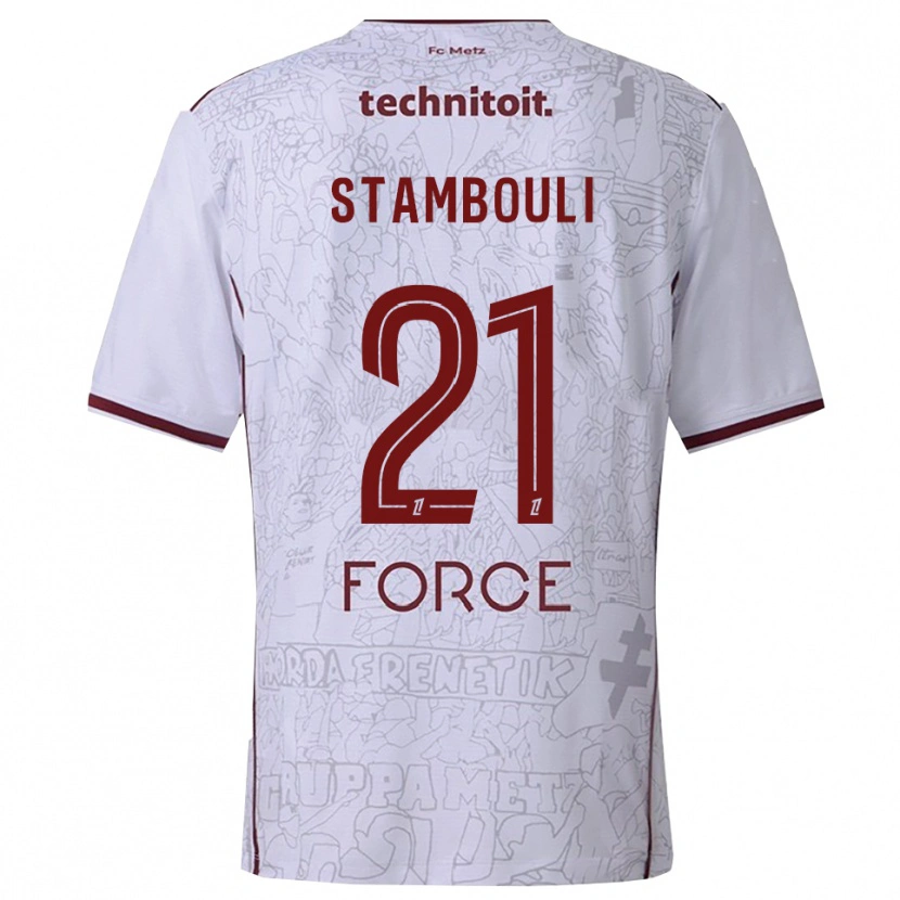 Danxen Hombre Camiseta Benjamin Stambouli #21 Blanco Burdeos 2ª Equipación 2025/26 La Camisa