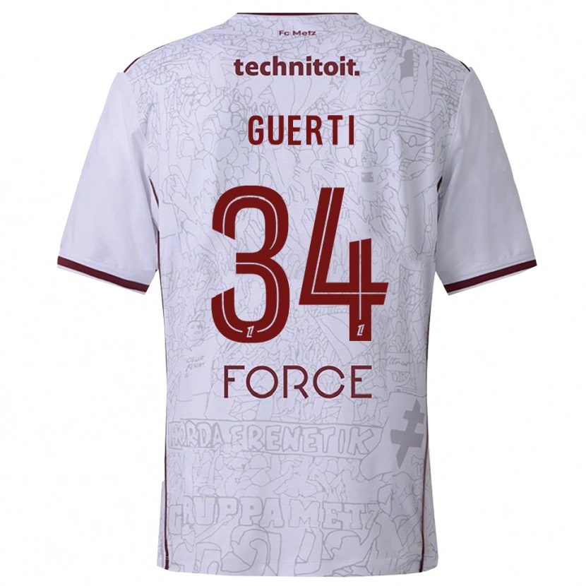 Danxen Hombre Camiseta Ismaël Guerti #34 Blanco Burdeos 2ª Equipación 2025/26 La Camisa